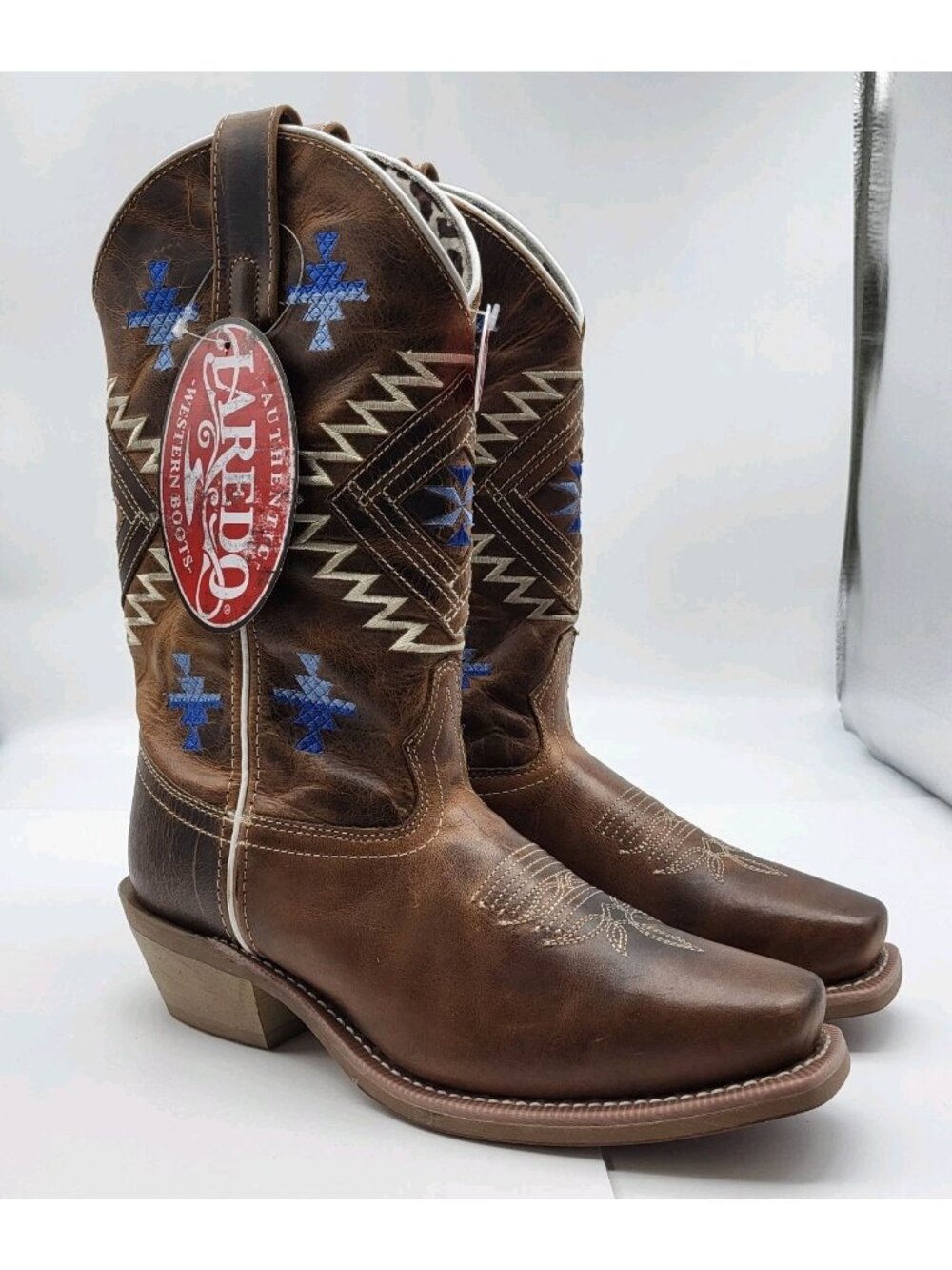 Laredo Women's Meera Western Boot Square Toe Tan 6.5 Elaborate Embroidered